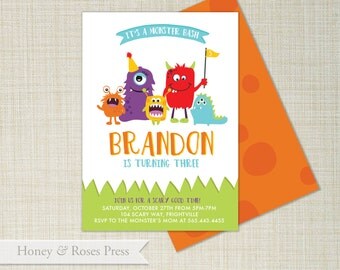 Monster Birthday Invitation . Halloween Invite . Monsters Invitation . Monster Party Invite . Printable Invitation