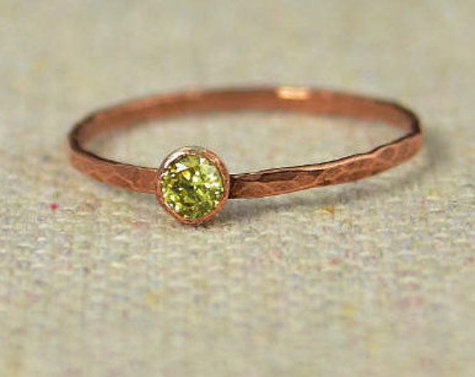 Dainty Copper Topaz Ring, Hammered Copper, Topaz Mother's Ring, Novembers Birthstone Ring, Copper Jewelry, Topaz Ring, Golden Topaz Ring