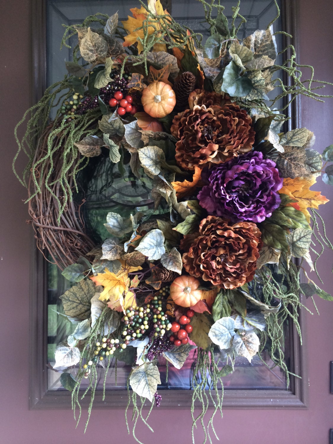 Fall Wreath Door Wreath Autumn Wreath Peony by DaydreamWreaths
