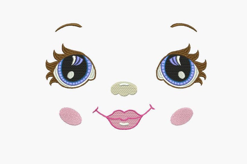 Baby Girl Doll face embroidery pattern in 5 sizes Machine