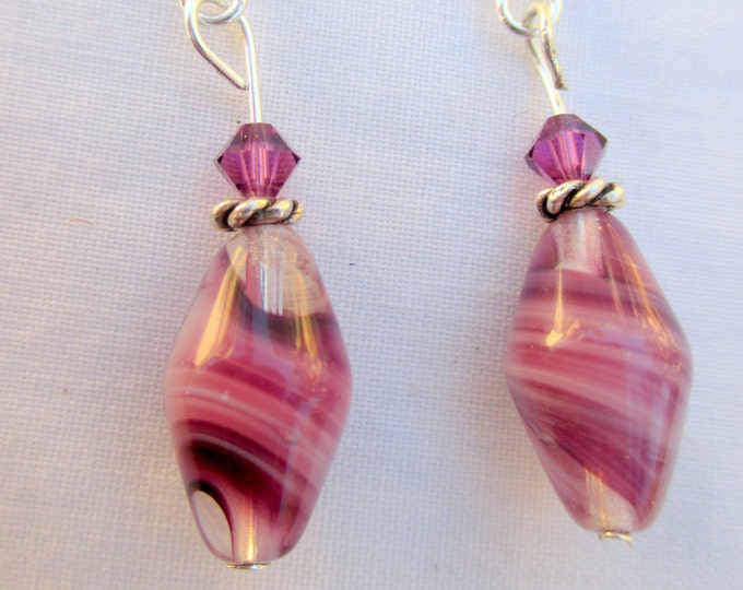 Purple Amethyst Earrings-Mothers Day earrings-Clip on earrings-gifts for mom-purple Swarovski crystal-sterling silver dangles-gifts for her
