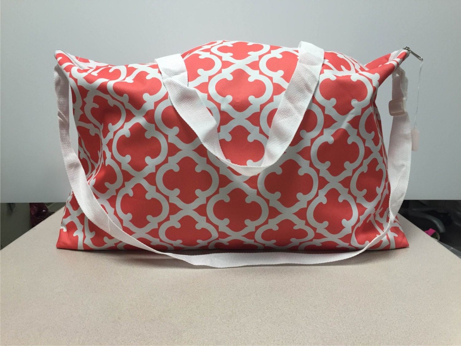 Laundry Bag Extra Large Utility Tote Monogrammed Coral