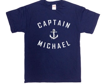 Captain T Shirt Custom Name Boating TShirt Sailing Gifts Nautical Anchor Boat Captain Sailor T-Shirt Grandpa Dad Gift Ideas Mens Tee - SA367