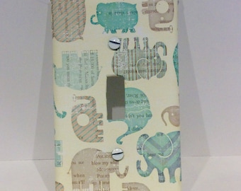 Elephant Light Switch Cover, Elephant Nursery, Animal Nursery, Modern Nursey, Safari Nursery, Wall Plate, Outlet Cover, Elephant, Baby Boy