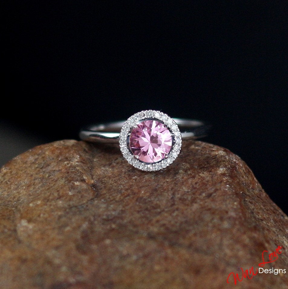 Light pink moissanite engagement rings