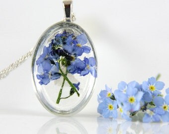 Flower Necklace, Resin Flower, Necklace, Resin Flower Jewelry, Resin Jewelry, Forget Me Not Jewelry, Bridesmaid Jewelry,Real Flower Necklace