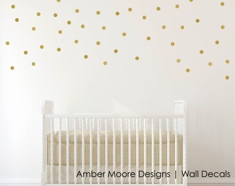Gold Polka Dot Wall Decals - Confetti Polka Dot Wall Decals Set of 110