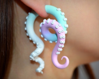 Color Fade Tentacle Gauges / Octopus Gauges and Fakers - Faux Gauges, Ombre Gauges, Ear Plugs 6g 5g 4g 2g 0g 00g 7/16 1/2 9/16 5/8 11/16 3/4