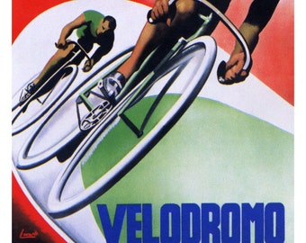 Vintage Velodromo Comunale Vigorelli Poster, Bicycle Race Advertising, Bike Racing, Milan, Italy