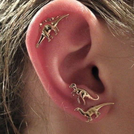 Gold Dinosaur Earrings Dinosaur Earrings Stud by