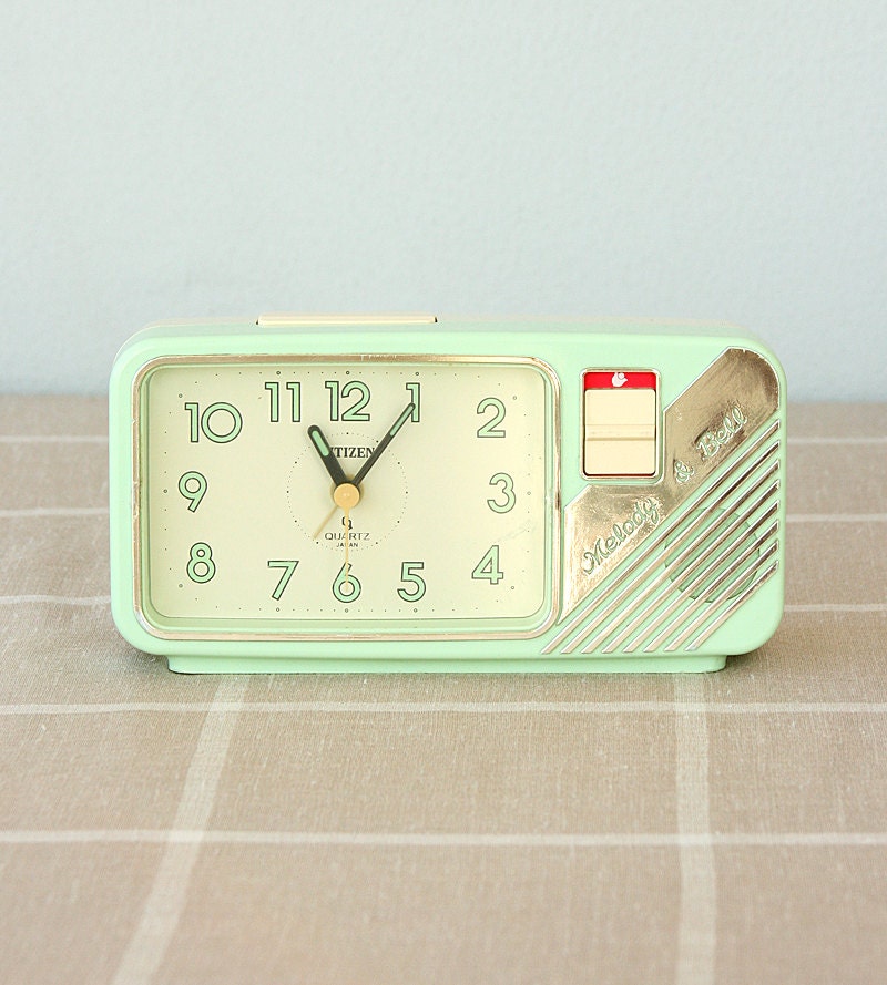 Vintage japan alarm clock 1980s Citizen Melody by VintageCorner42