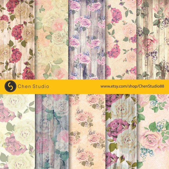 Vintage blossom paper Pack for scrapbooking print 10