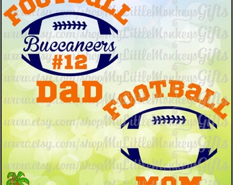 Split Football Mom Football Dad Design, Personalize with Team Name & Number Full Color Digital File Jpeg Png SVG EPS DXF Instant Download