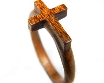 Hand Carved Wooden Cross Ring, Wood Ring, Bentwood Ring, Gift Idea, Jewelry, Rings, Jewelry, Christian Ring, Easter, Easter Gift