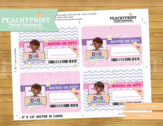 Doc McStuffins ID Cards Instant Download
