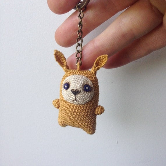 Mustard crochet bunny keychain amigurumi bag charm crochet