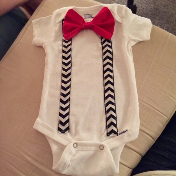 Boys Onesie with suspenders and bowtie by CreationsbyBrit19