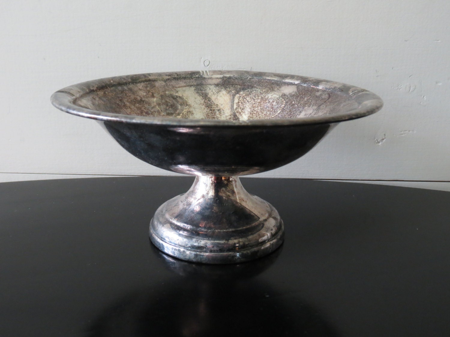 Antique Silver Candy Dish – Pedestal Serving Dish, Tarnished Silver ...