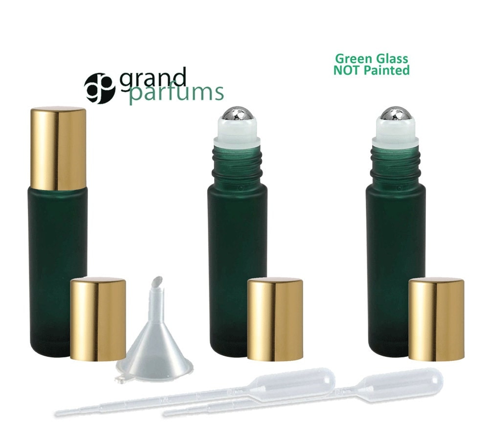 Download 6 10ml Frosted GREEN Glass 10ml Roll-On Bottles PREMIUM