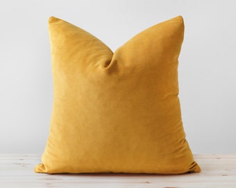 Mustard Velvet Pillow Cover, Mustard Yellow Velvet Cushion, Solid Mustard Throw Pillows, Mustard Lumbar, Saffron Pillow, 18x18 20x20 22x22
