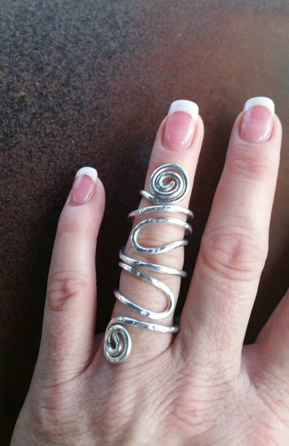 Statement ring full finger ring finger armor aluminum by LUVNWIRES