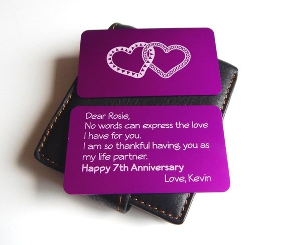 7th Wedding Anniversary Gift to my Wife,Wallet Insert,Gift from ...