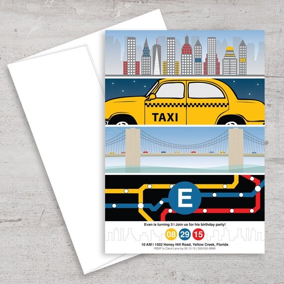 NYC New York City Party Birthday Invitation Invite
