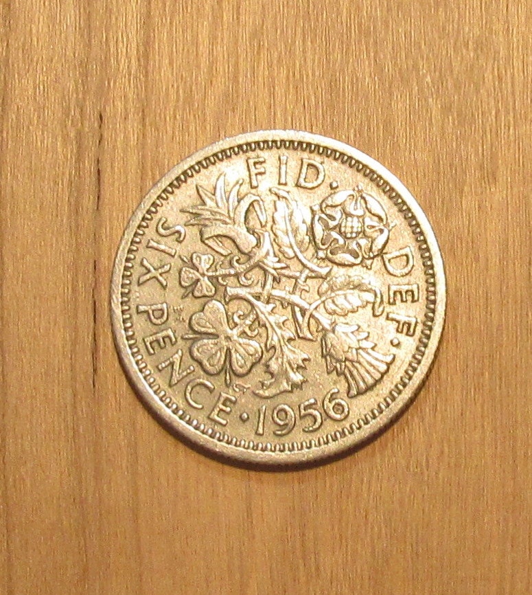 1956 British Wedding Sixpence Great Britain 6 Pence Coin