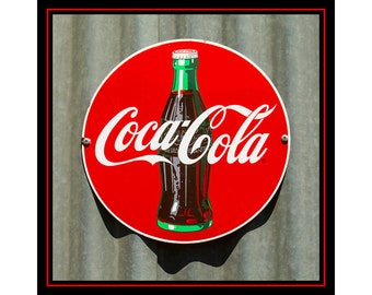 Old Coke Sign Photo, Coca-Cola Sign, Retro Coke Sign, Old Coca-Cola Sign, Vintage Coke Sign, Home Decor, Wall Art, Bar Decor, Kitchen Decor