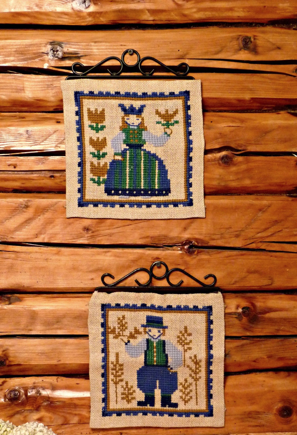 Vintage Swedish Embroidered Wall Hanging by VintageRetroChamber