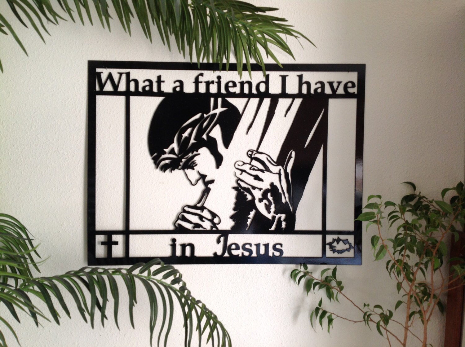 Metal wall art Christian Picture of Jesus and the cross