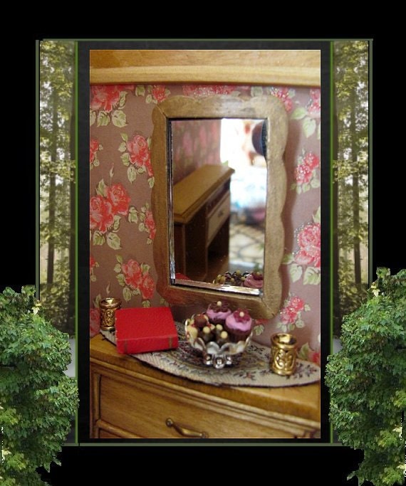 Miniature dollhouse real wall mirror scale by DidisMiniature