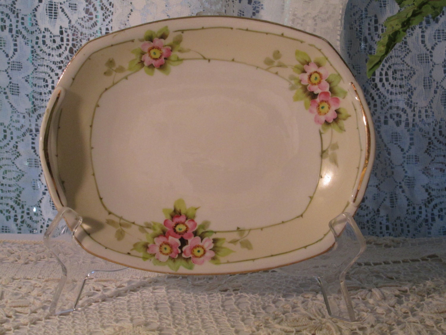 Nippon Chinaware Nappy Dish Hand Painted Floral Motif