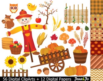 56 Fall Clipart Harvest Clipart Fall Harvest Digital Clipart fall clip art,pumpkin clipart Autumn clipart scarecrow clipart harvest clipart