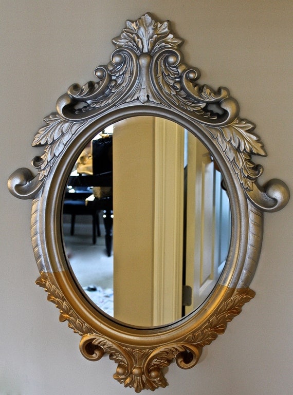 Baroque\/Rococo Style Silver \u0026 Dipped in Gold Mirror