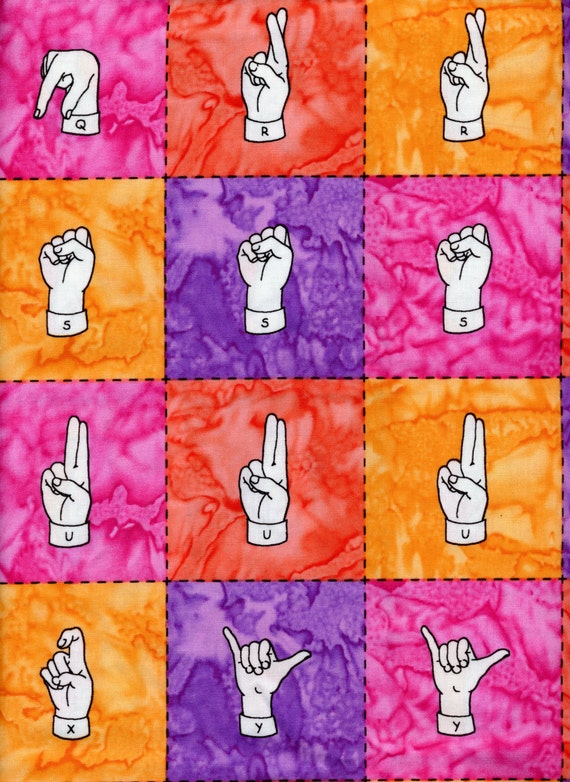 Print Fabric SIGN LANGUAGE PINK by LunnFabrics on Etsy
