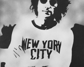 11"x14" Art Print 'Imagine' - Print of legendary Beatle and activist John Lennon, hand-cut stencil and spray paint on canvas Beatles art