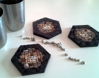 3 mini-mosaiques / Creations poser - POLYS - BRONZE - L 8.5 cm series
