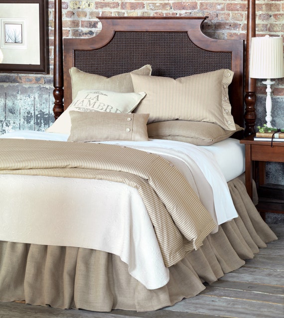 Natural Linen bed skirt King size 76 x 80 193 x 203 cm.
