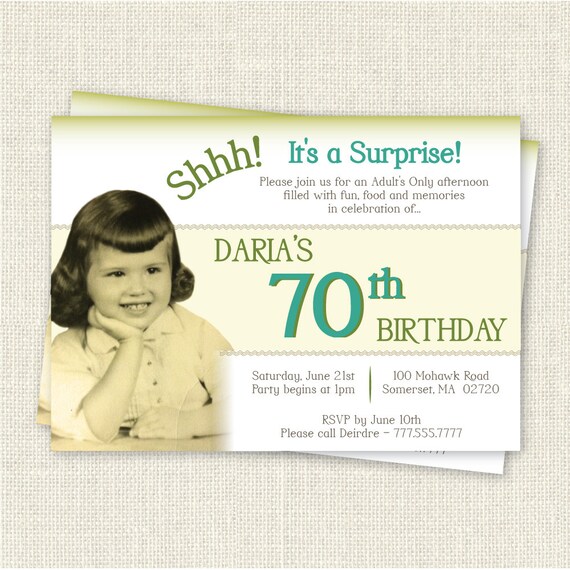 Surprise 70th Birthday Invitation Digital Printable File
