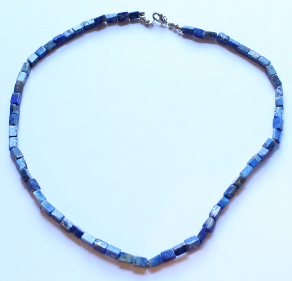 Vintage Sterling Silver And Blue Agate Beaded Necklace By Paststore