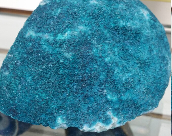 Agate with Druzi Crystals in center- Cut Base from Brazil- Light Blue/Teal Home Decor \ Reiki \ Healing Stones \ Chakra \ Christmas Gift