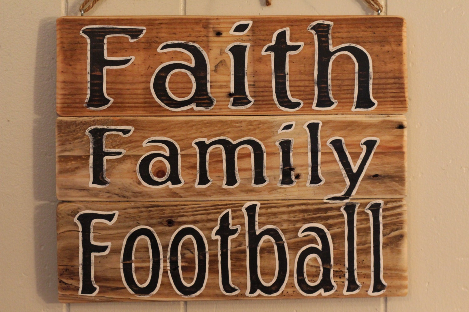 Faith Family Football pallet sign with customize