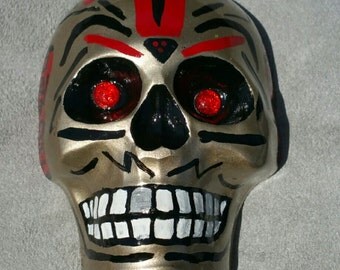 Gold Dia De Los Muertos, Day Of The Dead Sugar Skull, Calavera
