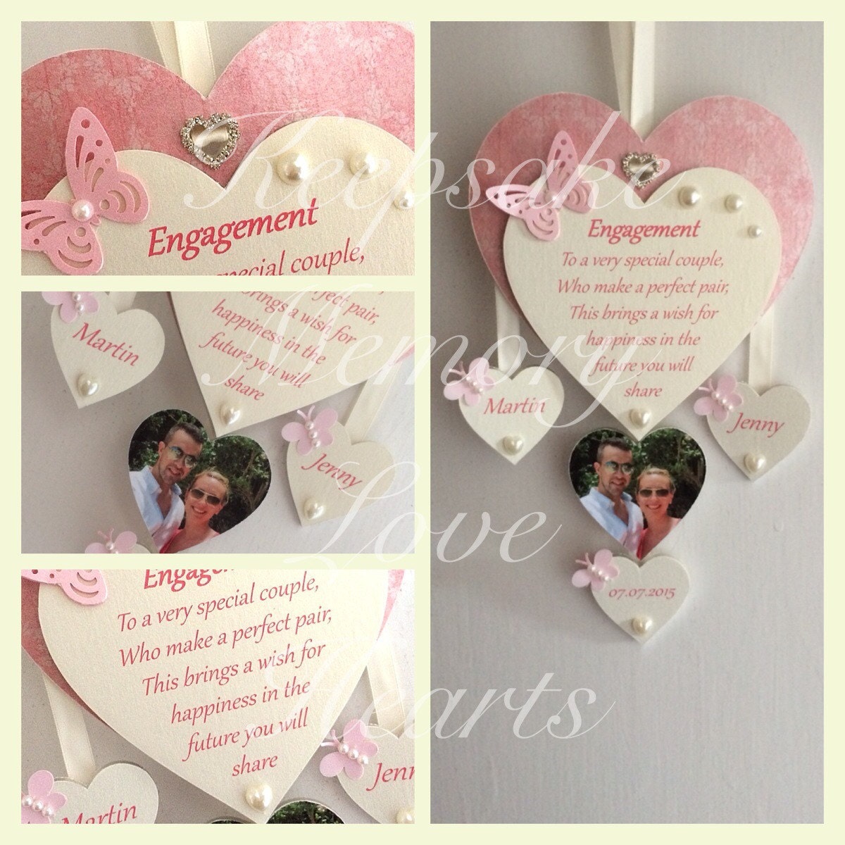 Unique Engagement gift for couple wooden keepsake heart