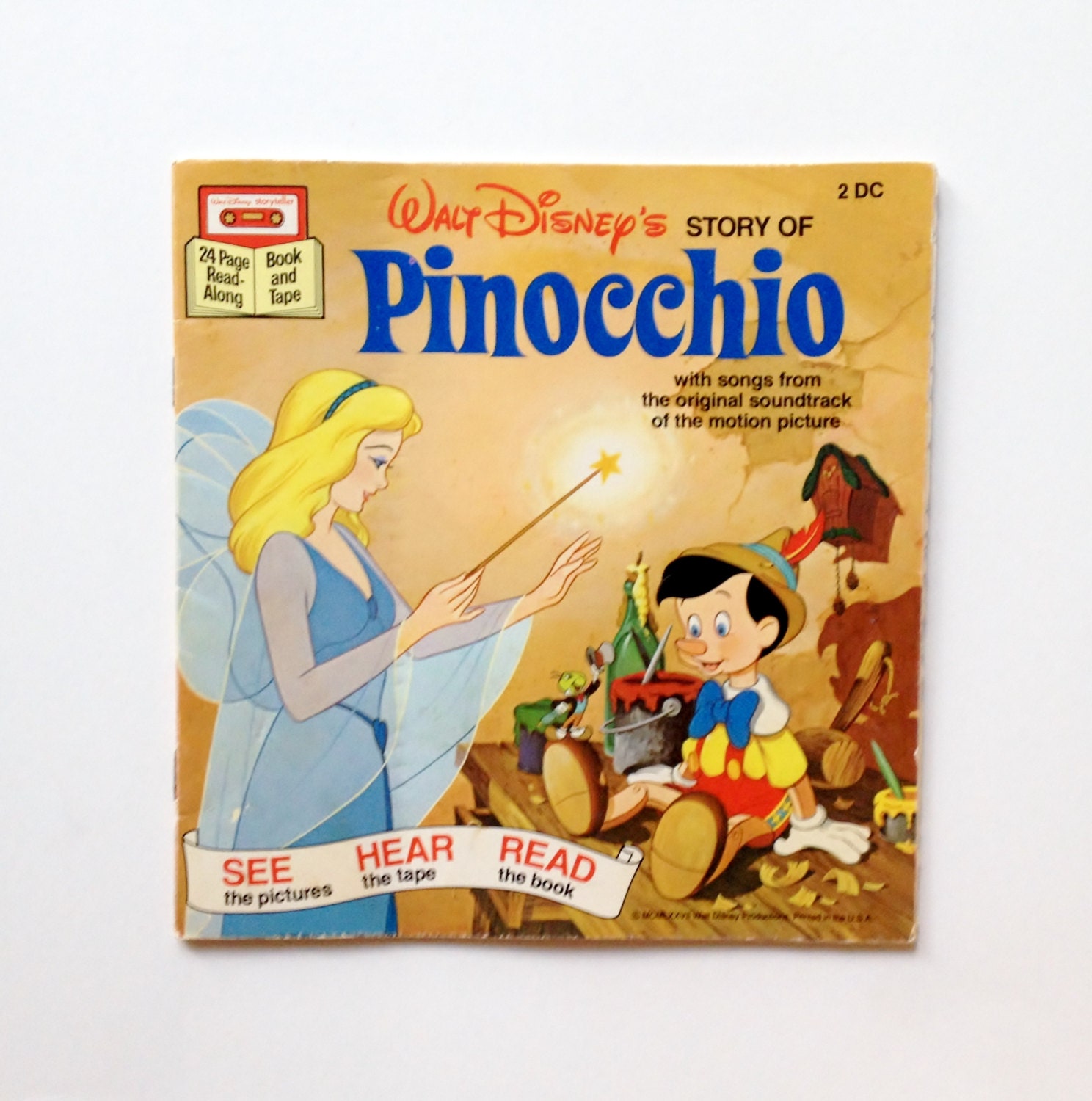 Walt Disney PINOCCHIO Read Along Book Book by VintageLoveBooks