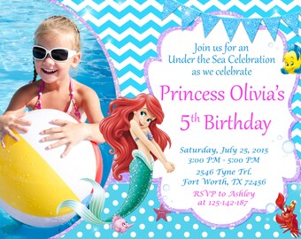 Little Mermaid Invitation, Little Mermaid Birthday, Ariel Invitation, Ariel Birthday