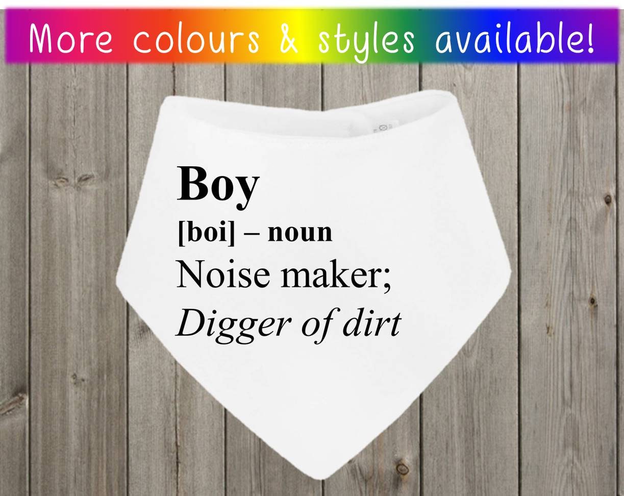 Boy Dictionary Definition Cute Baby Bib by JustAnotherTeeUK