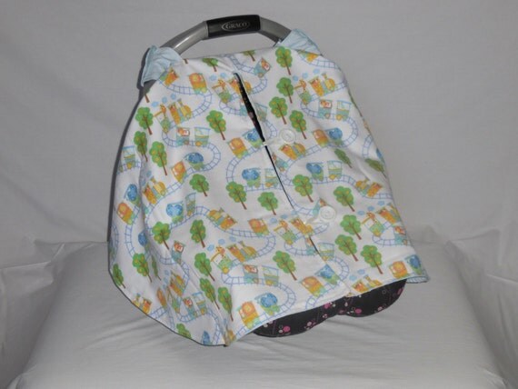 Animal39;s riding the train print baby car seat cover/canopy Animal39;s riding the train print baby car seat cover/canopy
