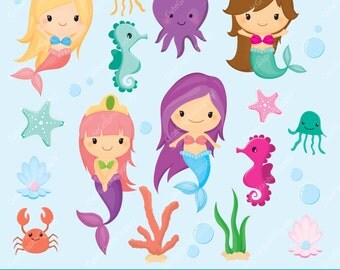 Mermaid clipart. Lovely Little Mermaid Clipart Dark Skin